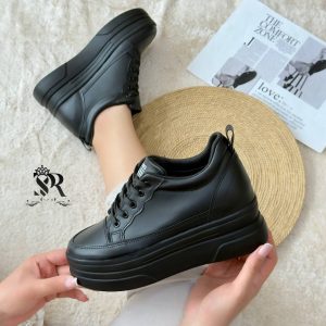 کتونی لژ مخفی شیک اسپرت زنانه دخترانه دارای پاشنه مخفی ۸ سانت با طراحی راحت، مناسب برای افزایش قد سبک. سایز ۳۷ تا ۴۰ رنگ مشکی سفید کفش لژمخفی