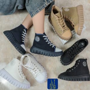 کتونی ساقدار ترک نیم ساق لژدار ضد آب زنانه دخترانه شیک اسپرت جذاب مناسب برای استایل روزمره، با طراحی مدرن و کیفیت بالا. راحت، سبک و سایز ۳۷ تا ۴۰ رنگ کرم مشکی سفید سرمه‌ای