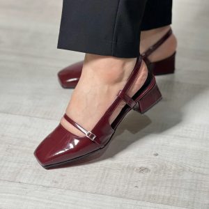 بابت ورنی و چرمی زنانه دخترانه پشت باز پاشنه کوتاه شیک اسپرت مناسب برای استفاده روزمره و کژوال رنگ مشکی کرم زرشکی سایز ۳۷ تا ۴۱