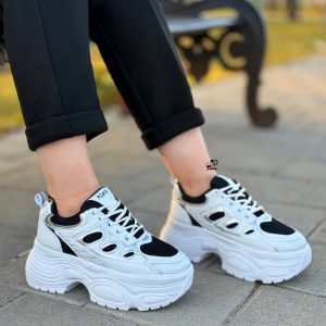 کتونی شیک اسپرت لژدار لژ ۷ سانت مناسب استایل روزمره و افزایش قد رنگ بندی کرم مشکی سبز سفید طوسی نقرهای سایزبندی ۳۷ تا ۴۰