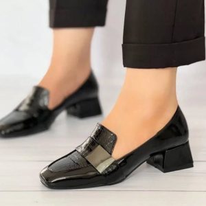 کالج مجلسی ورنی پاشنه کوتاه سایز ۳۷ تا ۴۱ رنگ مشکی