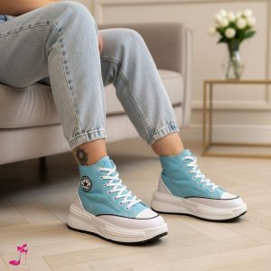 کتونی لژدار ساقدار آلستار زنانه رنگ آبی