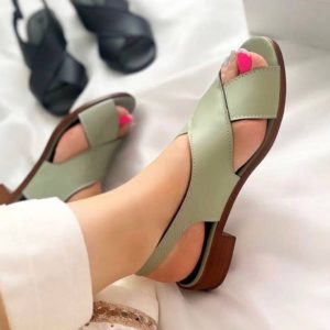 صندل پاشنه کوتاه اسپرت زنانه دخترانه رنگ سبز
