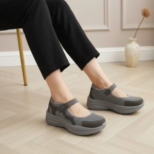 کتونی اسکیچرز عروسکی لژدار زنانه دخترانه رنگ طوسی