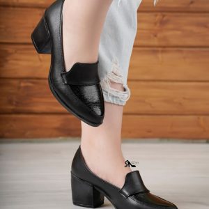 کفش کالج پاشنه بلند زنانه دخترانه رنگ مشکی