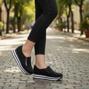 کفش طبی لژدار شیک اسپرت زنانه دخترانه رنگ مشکی