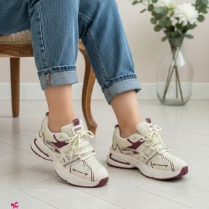 کتونی فشیون لژدار شیک اسپرت زنانه دخترانه  رنگ‌ کرم
