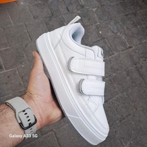 کتونی لژدار شیک چسبی زنانه دخترانه رنگ سفید