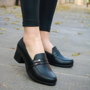 کفش کالج پاشنه بلند زنانه دخترانه رنگ مشکی