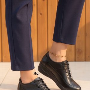 کفش طبی بندی لژدار زنانه دخترانه رنگ مشکی