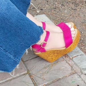 صندل کنفی لژدار پاشنه بلند