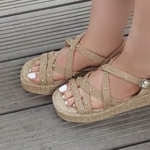 صندل نگینی کنفی لژدار زنانه
