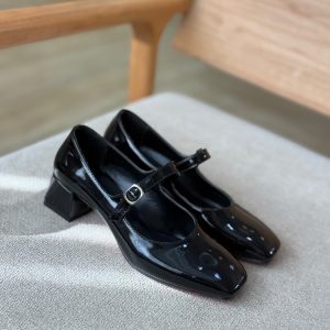 کفش مجلسی عروسکی ورنی پاشنه دار زنانه