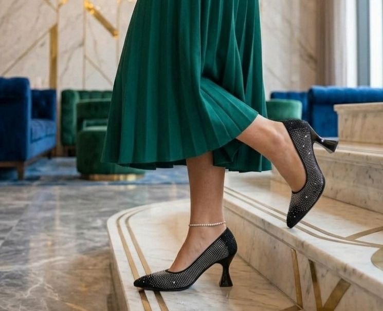 کفش مجلسی نگینی آبشاری پاشنه بلند زنانه - Image 4
