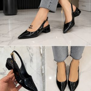 کفش مجلسی ورنی پاشنه کوتاه زنانه